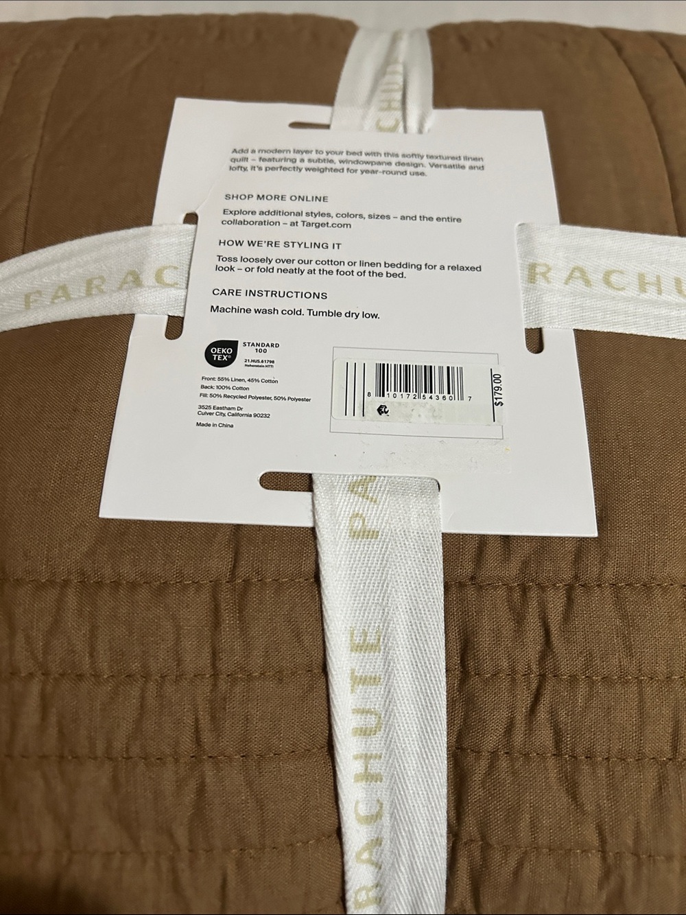 Parachute F/Q Relaxed Linen Quilt, Pecan - Picture 14 of 14